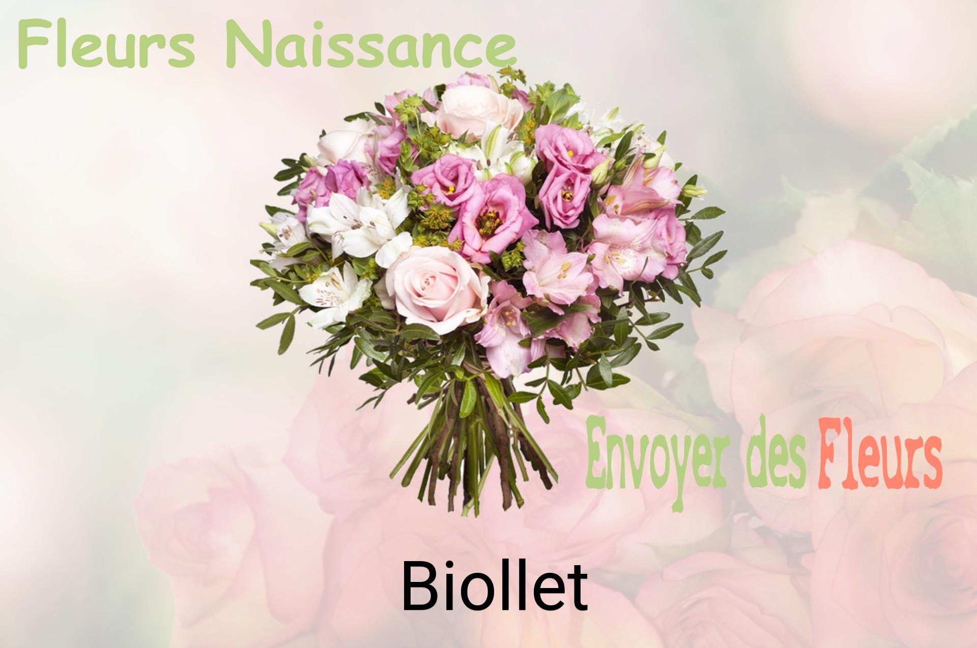 Bouquet de fleurs de naissance livré à Biollet
