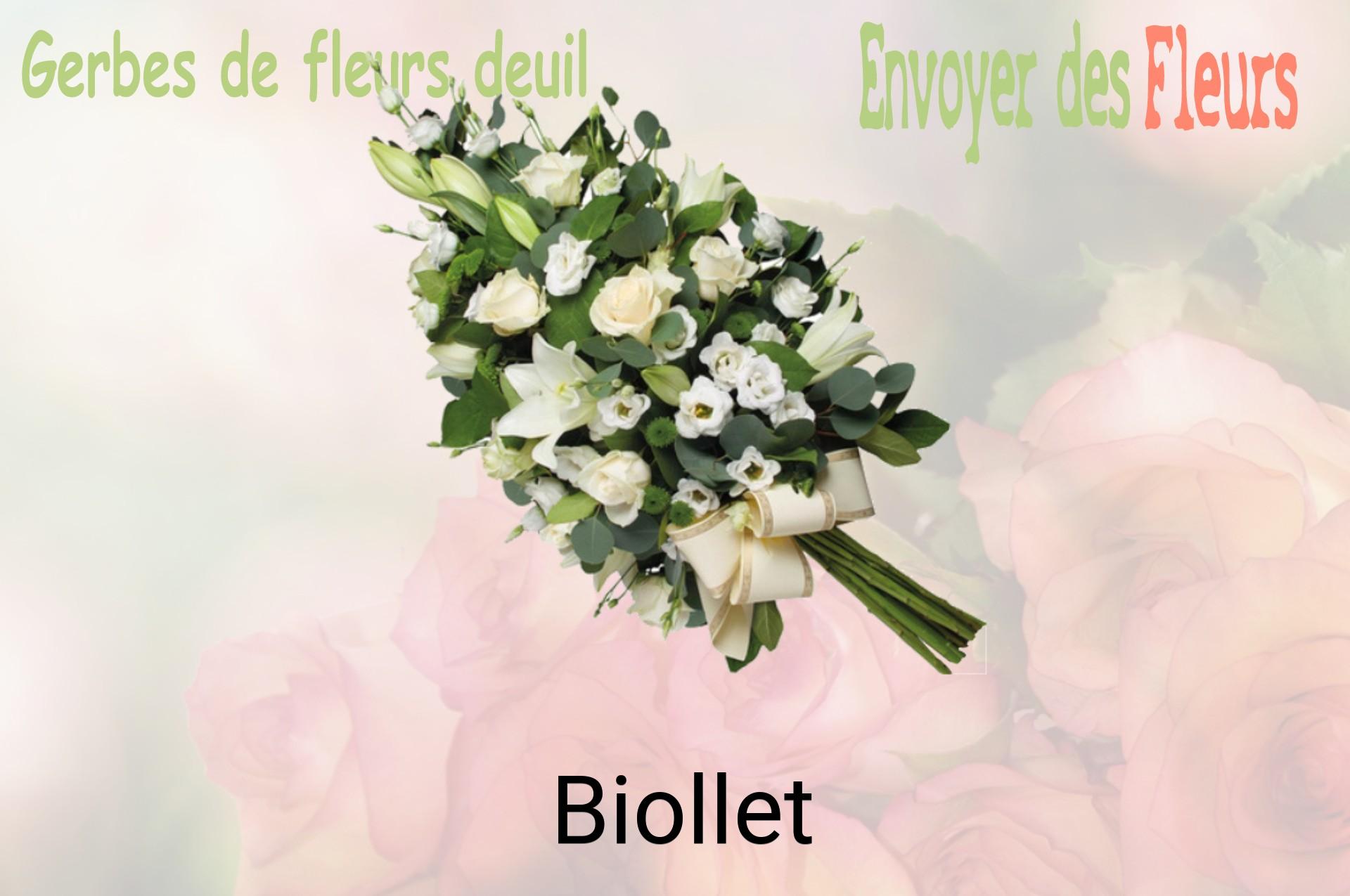 Gerbe de fleurs de deuil livrée à Biollet